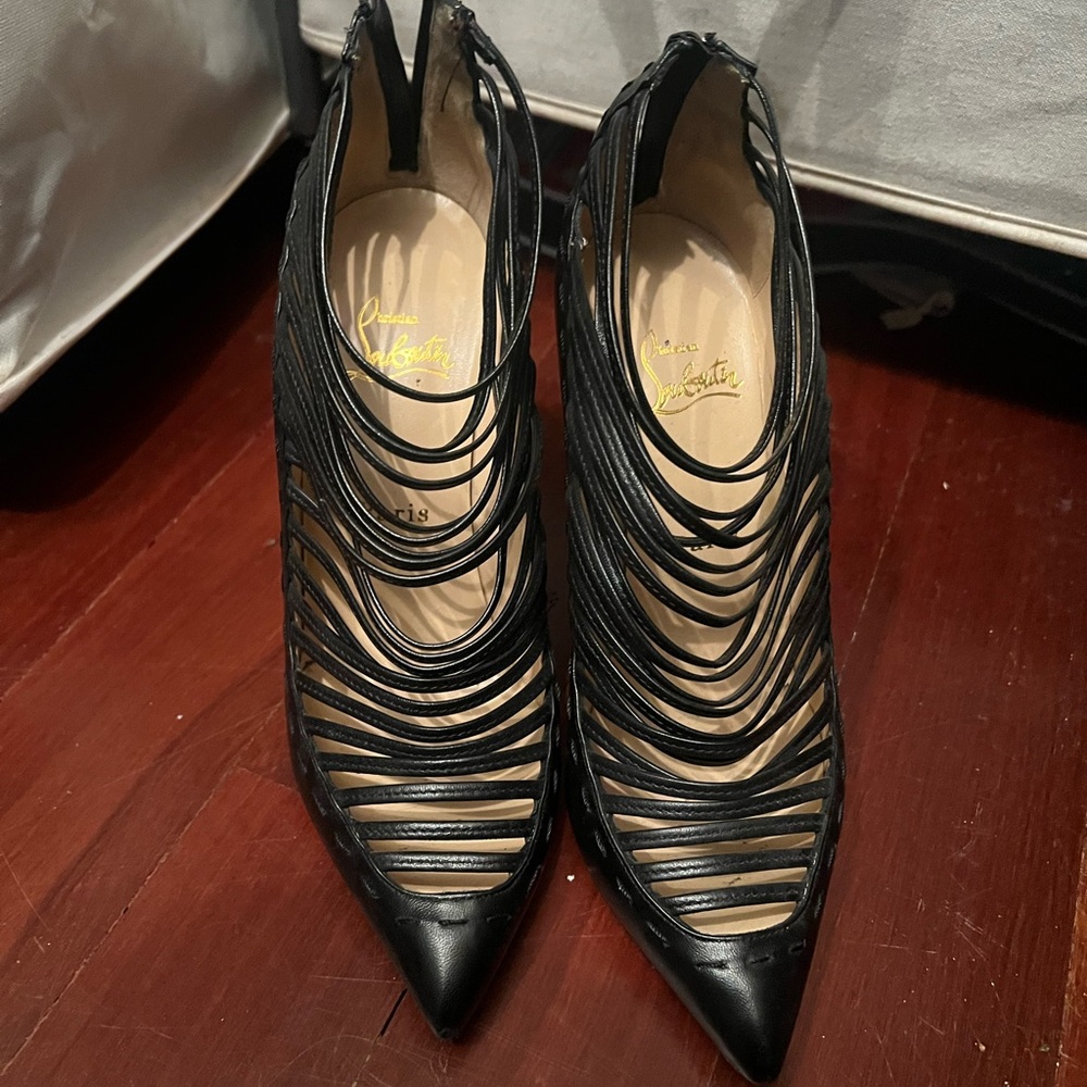 Christian Louboutin Black Strappy Heels Size 37